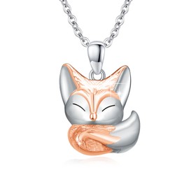 CUOKA MIRACLE Fox Necklace 925 Sterling Silver Foxes Pendant Fox Charm Jewelry for Mom Teen Fox Lover Gifts Birthday Christmas Jewelry Gifts