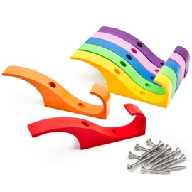 Toughook Heavy Duty Hooks for Hanging Coats, Jackets, Backpacks, Baseball Hats - Wall Mounted Rainbow Color Hangers for Kids, Perfect Hook for Classrooms, Bathroom Robes & Towels | MAX Hook 7-Pack