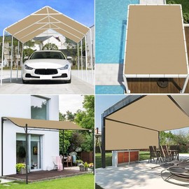 Coarbor 7'x22' Straight Edge Sun Shade Sail Rectangle Canopy Cover Grommets Placed All Edges for Outdoor Pergola Patio Yard Deck Gazebo-Sand