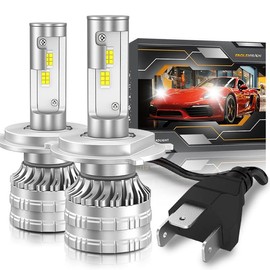 GSRECY H4 LED Headlight Bulb for Car, 80W 12000LM H4 Vehicle LED Headlights Conversion Kit H4 9003 HB2 Headlight Bulb Super Bright 6000K White, Plug and Play, Pack of 2
