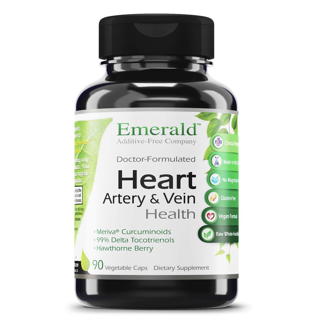 Heart, Artery & Vein Health - with Hawthorn Berry & Meriva Phytosome - High Absorption, Supports Cardiovascular Health, Helps Regulate Blood Pressure - Emerald Labs - 90 Vegetable Capsules