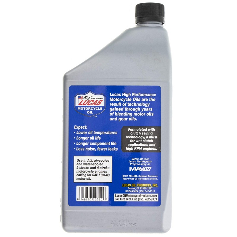 Lucas Oil Motor Oil, High Performance, 10W40, Semi-Synthetic, 1 qt