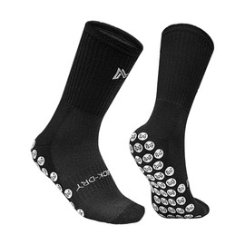 Empulse SportsGrip Elite - Grip Socks for Secure Footing - Multi-Sport Use, Perfect for Soccer, Fitness, Running, Yoga - Comfortable, Breathable & Durable - Unisex, (1 Pair) One-Size 7-12US (BLK)