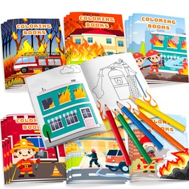 Fire Truck Coloring Book, 24 Pcs Fire Fighter Coloring Book Firetruck Coloring Book for Kids Fireman Coloring Book & 12 Pcs Firefighter Party Color Pencils for Fire Truck Birthday Decorations Favors