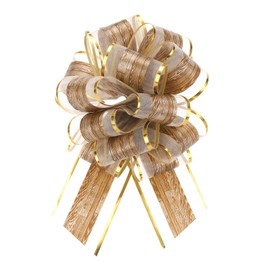 sourcing map 10pcs 6 Inch Big Pull Bow Gift Wrapping Organza Bows Vintage Ribbon Brown for Wedding Christmas Car Baskets Presents