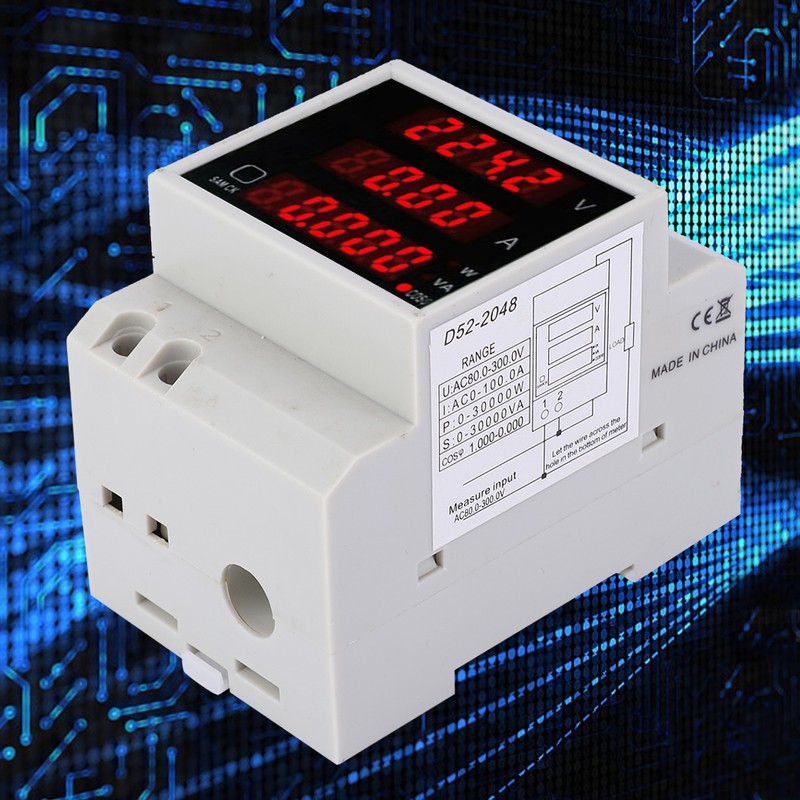 D52-2048 Multi Function Meter Rail Digital Displayed AC Voltage Current