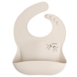 APLAINR - Babero de silicona para bebés y niños pequeños | Baberos impermeables de ajuste ajustable (más signo - crema)