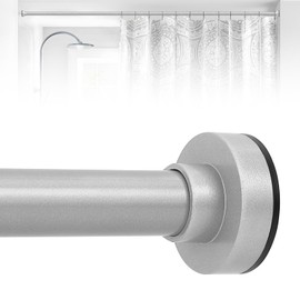 HTZON Antique Silver Shower Curtain Rod,1" Tension Curtain Rod 27-49 inch Adjustable Shower Rod Tension,Heavy Duty Tension Rod,Curtain Rods No Drilling,No Slip Shower Curtain Rod for Bathroom,Silver