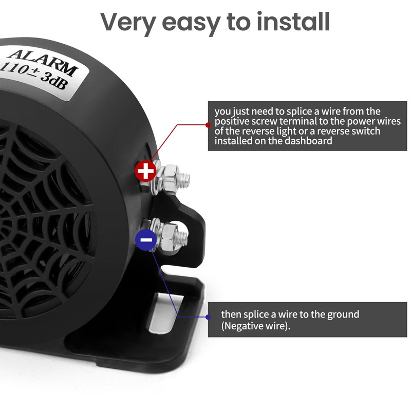 MIRKOO Backup Alarm 110dB 12V-80V DC Waterproof Industrial Heavy-Duty Backup