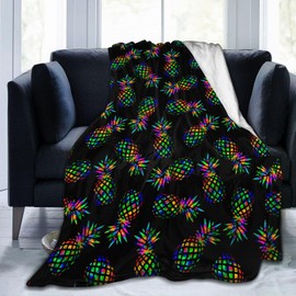 Tropical Pineapple Throw Blanket Gifts Soft Warm Fleece Blankets for Bed Chair Car Sofa Couch Bedroom 50 X40 Inch