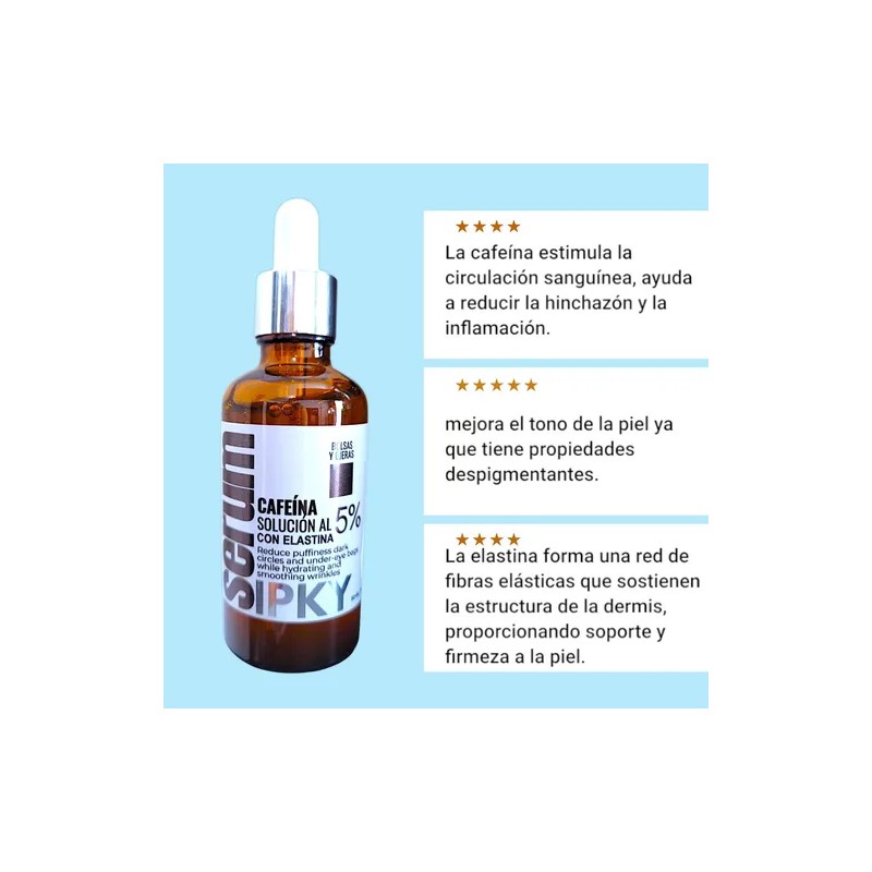 Sérum Cafeína 5% y Elastina Bolsas,Ojeras Y Antiarrugas 50 ml