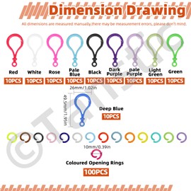 Tanstic 100Pcs 10 Colors Plastic Lobster Claw Clasps with 100pcs Open Jump Rings, Plastic Lobster Clasp Jump Rings for Crafts, Keychain, Backpacks