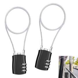 2Pcs Wire Padlock Combination Lock 20 Inch (50cm) Suitcase Locks Black Cable Lock Flexible Long Padlock Locker Luggage Bag Cabinet Outdoor Waterproof Rust Prevention Chain and Padlock