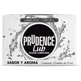 Prudence Lubricante Corporal a Base de Agua sabor Grosella, Paquete con 5 envases de 75ml