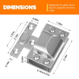 Mdkave Glass Door Hinges,Soft Close Hinges for Glass Cabinet Doors,304 Stainless Steel,Silent Closing for Thickness 5-8MM Doors(Silver,2 Pack)