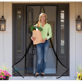 Reinforced Magnetic Screen Door - Many Sizes and Colors to Fit Your Door Exactly - US Military Approved - with Full Frame Hook and Loop Fasteners to Ensure All Bugs are Kept Out - Tough and Durable