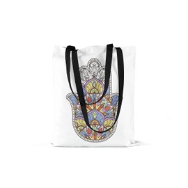 Le Jardin du Lin Printed Shopping Bag with Two Black Long Handles, Foldable Fabric Bag with Two Long Handles, Size: 48 x 55 cm