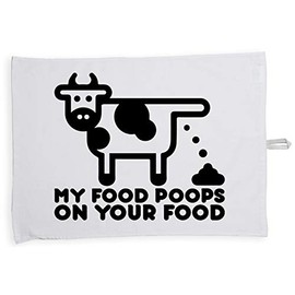 Hippowarehouse My food poops on your food Tea Towel Eco Printed Dish Cloth Kitchen accessory 50cmx70cm 100% Cotton