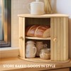 Navaris Wooden Bread Box - Countertop Kitchen Farmhouse Corner Wood