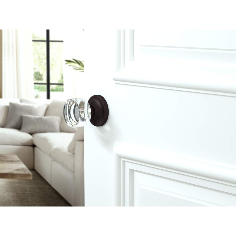 Privacy Round Crystal Door Knobs Venetian Bronze Round Rosette