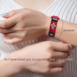Canopus pet WWJD Bracelet Christian Wristband - Breathable Softening with Wear, Alloy Cross Faith Reminder - Religious Gifts for Men Women (dark red 2)