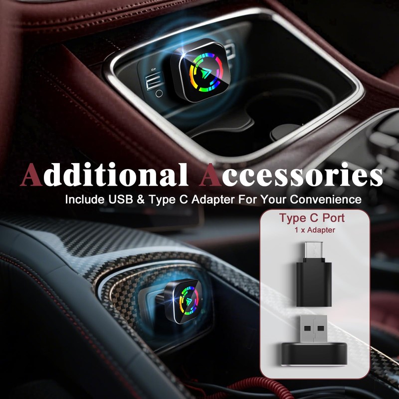 Wireless CarPlay Adapter, 2026 Upgraded Wired to Wireless for Apple