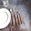 16Pc Cutlery Set Wood Grain Effect Tableware Stainless Steel ABS