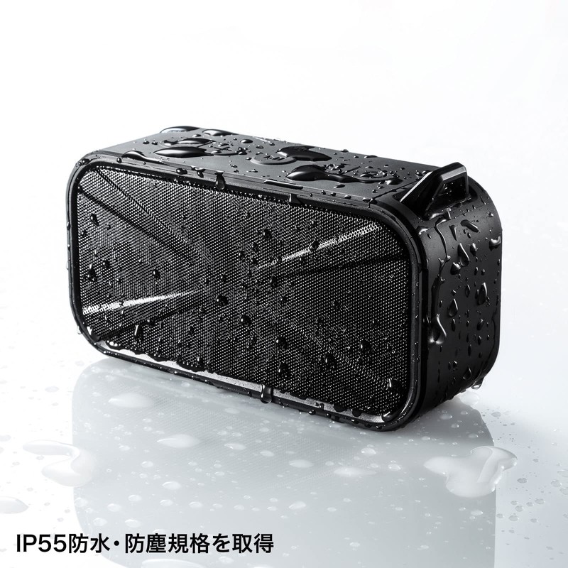 Sanwa Supply MM-SPBT3BKN Waterproof and Dustproof Bluetooth Wireless Speaker