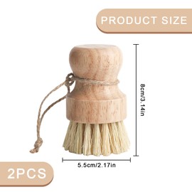 Mushroom Brush, Pack of 2, Mushroom Brush, Kitchen Brush, Vegetable Brush, Breasts, Dishwashing Brush, Cleaning Brush, Made of Sisal and Rubber Wood