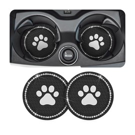 CGEAMDY Pack of 2 Bling Car Coasters, Drink Holder, Coasters, Car Drink Holder, Coaster, Crystal Rhinestone Car Accessories, Interior for Women (Black/White)