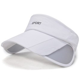 YAMEE Visor Cap Women Men with Retractable Wide Brim, Visor Unisex Sun Visor Hat, Sun Hat Women's Summer Hat Beach Hat for Tennis/Golf/Beach, UV Protection, 1/white