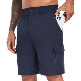 SIHOHAN Men's Summer Hiking Shorts Lightweight Quick-Drying Hiking Shorts Breathable Stretch Cargo Shorts with 7 Pockets for Trekking Outdoor, blue, M