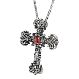 ZIYMU Filigree Cross Necklace Men's Silver 70cm zm-p-033, Cubic Zirconia