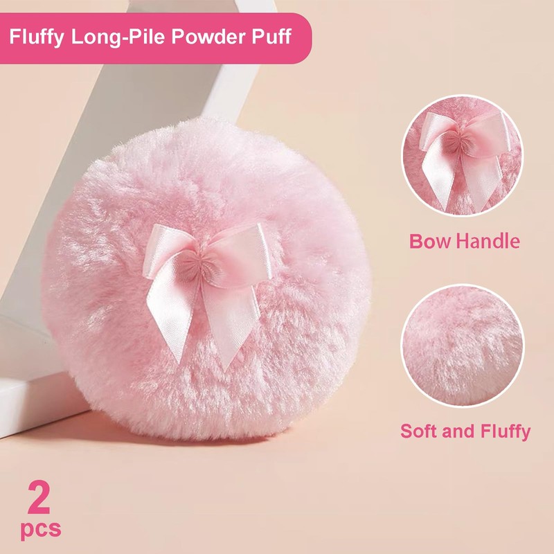 Qopoto 5 Pieces Large Body Powder Puff and Powder Container,