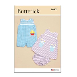 Butterick Easy to Make Baby Overalls, Dress and Panties Sewing Pattern Packet, Design Code S9411, Sizes NBN-SML-MED-LRG-XLG, Multicolor