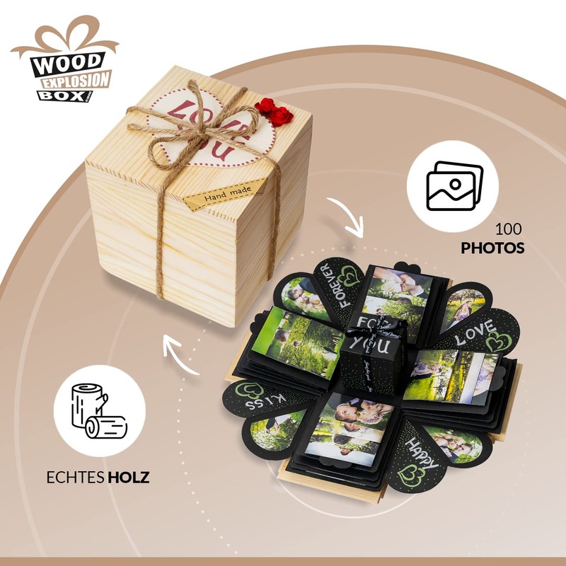 WoodExplosionBox Wooden Box Explosion Box Surprise Box - DIY Birthday
