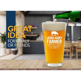 Dairy Farmer Pint Glass 16oz -Turns grass into milk - Farm Gifts For Men Women Farmer Country Man Agriculture Farming I Love Cow Mug