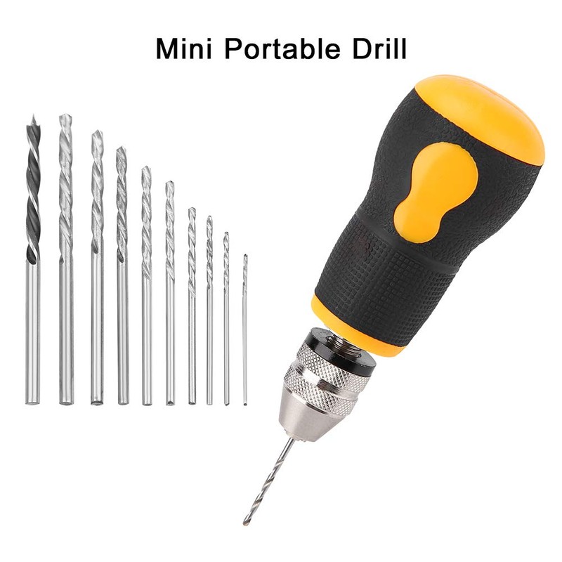 Mini Hand Drill Bit Set of 10 Small Hand Drills
