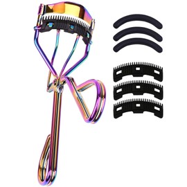Eyelash Curlers with Comb IMMER LIEBEN Fashion Cute Eye Lash Curler with 3 Combs, 3 Refill, 10 Seconds for Long-lasting Curl Colorful