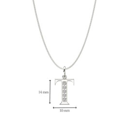 Aeon Jewellery Alphabet Initial Necklace - T | 925 Sterling Silver & Cubic Zirconia | Adjustable 16-18 Inch Silver Curb Necklace | Polishing Cloth