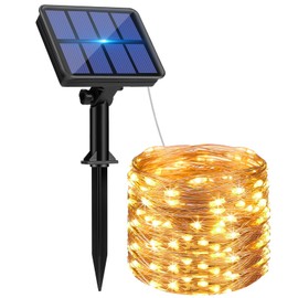btfarm Solar String Lights for Outside - 80LED 33FT Solar Fairy Lights Outdoor Waterproof 8 Modes, Copper Wire Solar Powered Twinkle Lights for Tree Garden Christmas Wedding Party Decor, Warm White