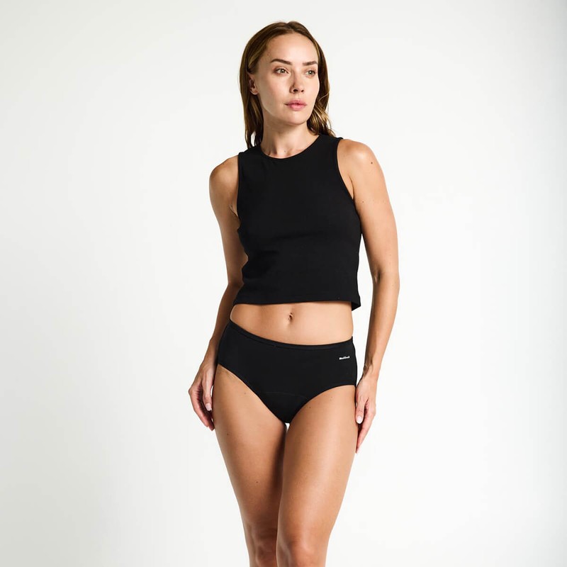 Modibodi Basic Mid-Rise Brief - Light, Black / 14/L