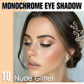 WanTuoluo Nude Glitter Eyeshadow Palette for Women, Single Monochrome Eye Shadow Makeup, Shiny Pressed Powder, Blendable Natural sombras para ojos, Holographic,Vegan,Travel -10