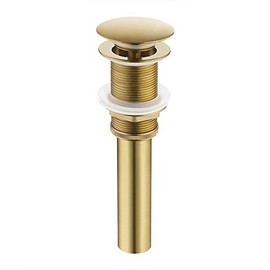 KES Sink Drain without Overflow Bathroom Pop Up Drain Assembly Stopper Vessel Sink Brushed Brass, S2008D-BZ