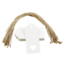 30Pcs Kraft Paper Gift Tags, Large Blank Gift Tags, Hollow Heart White Gift Tags, Gift Labels with String - 4 x 9 cm
