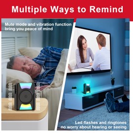 CallToU Hearing Impaired Doorbell, Waterproof Door Chime Kit 1000ft Wireless Door bell Chimes with Mute Vibration & Flash Light 2 Push Buttons + 4 Portable Receivers for Home/Elderly/Senior/Patient