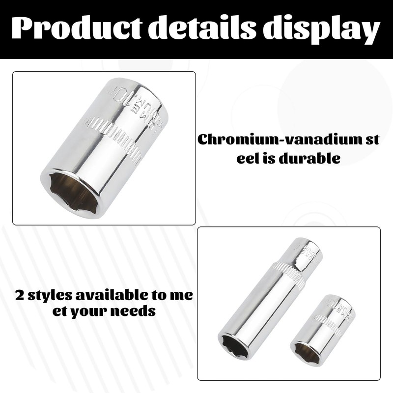 4 PCS 10mm Socket,1/4 Socket Set,1/4-Inch Deep Socket Set,Mini Socket