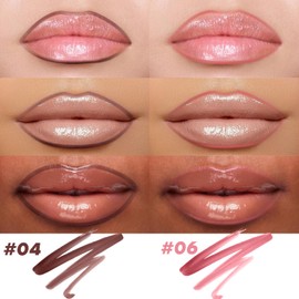 2 Colors Lip Stain Peel Off, Rose & Brown Lip Liner Stain Peel Off Tattoo Matte Lip-tint, Long Lasting, Waterproof, Transfer-proof, Moisturizing, Highly Pigmented Color for All Skin Types (#04, #06)