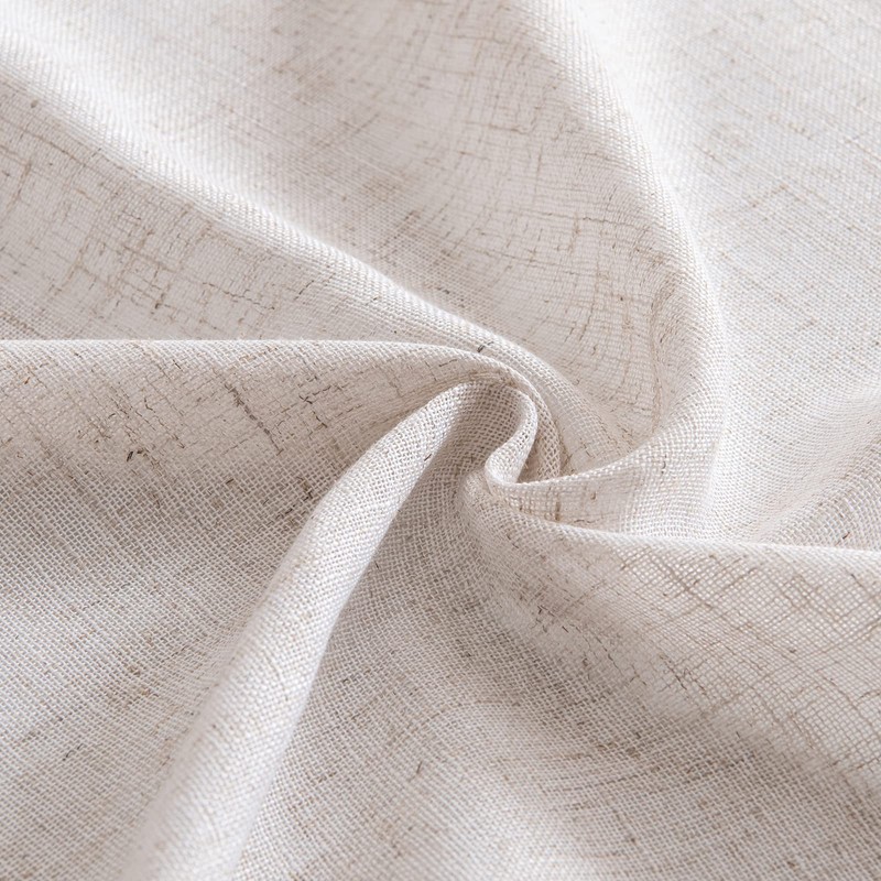 MIULEE Natural White Linen Curtains 84 Inch Long for Bedroom
