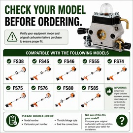 Replacement Carburetor for String Trimmers – Aluminum Carb Kit for Compatible FS38 FS45 FS46 FS55 Lawn Equipment
